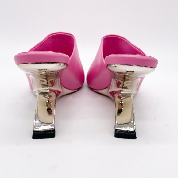 Alexander McQueen Arc Calfskin Wedge Mules Sandals Pink Leather EU 37.5 US 7.5 - Picture 3 of 14